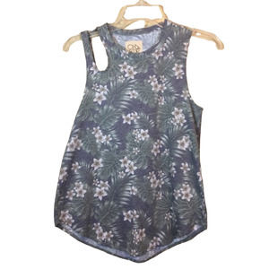 Chaser‎ Womens Tank Top Size XS Floral Print Cut Out Shoulder Cotton Blend